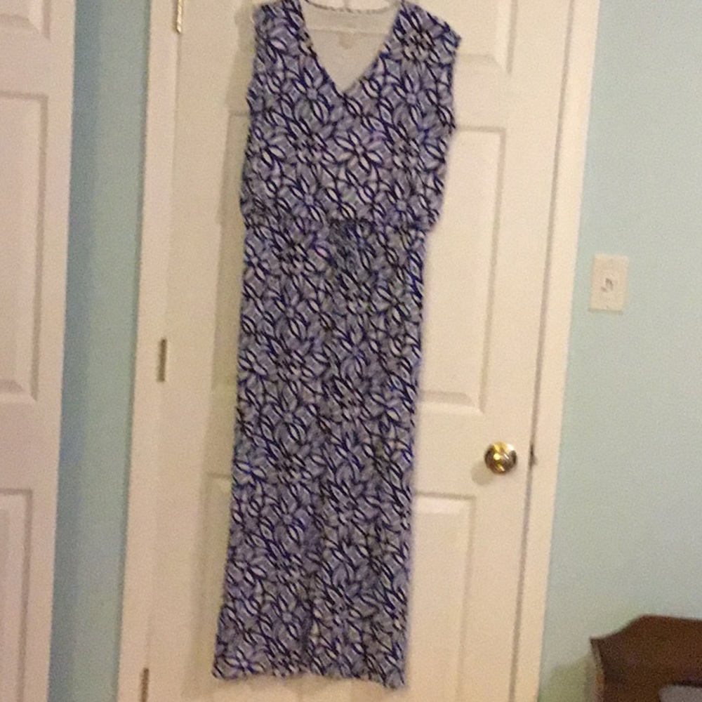 Chico’s Blue and White Print Long Sleeveless Dress Size 2 (12)